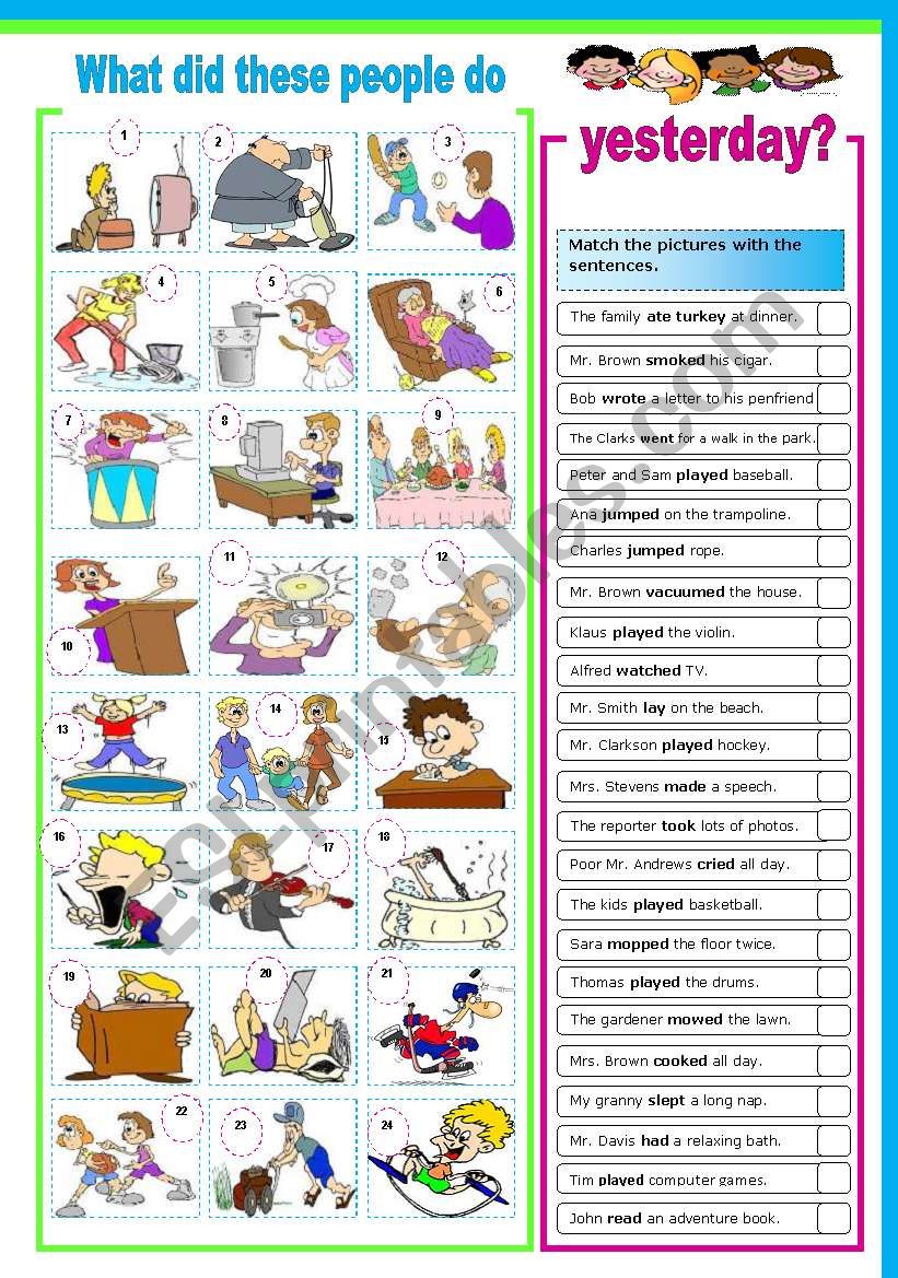 what-did-these-people-do-yesterday-esl-worksheet-by-zmarques