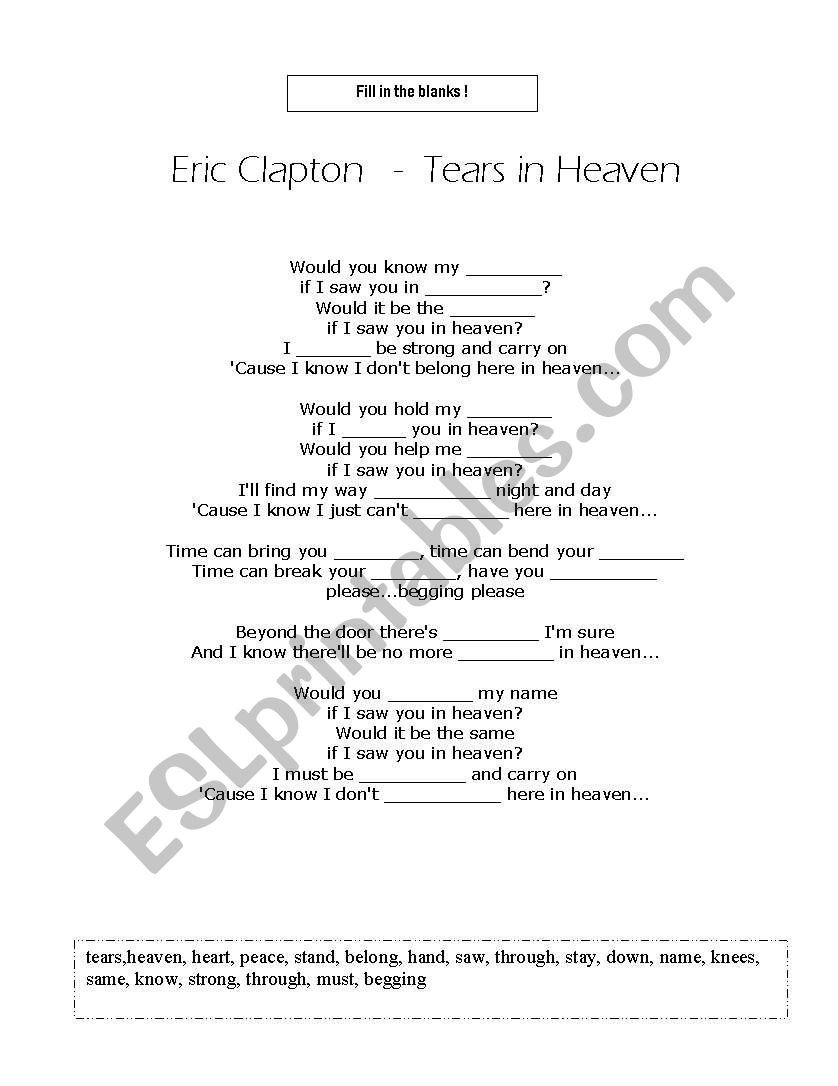 Fill in the blanks worksheet