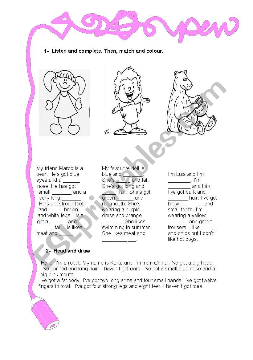 Review human body and clothes worksheet