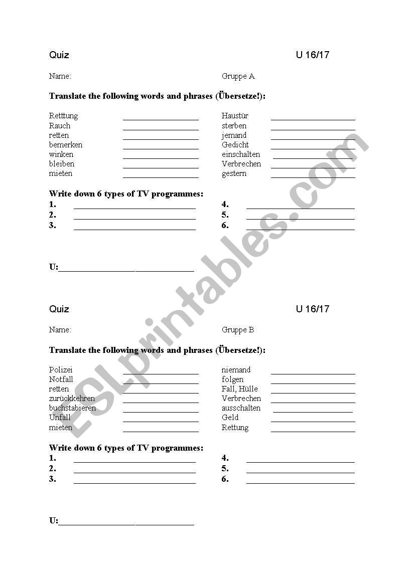 vocabulary quiz worksheet