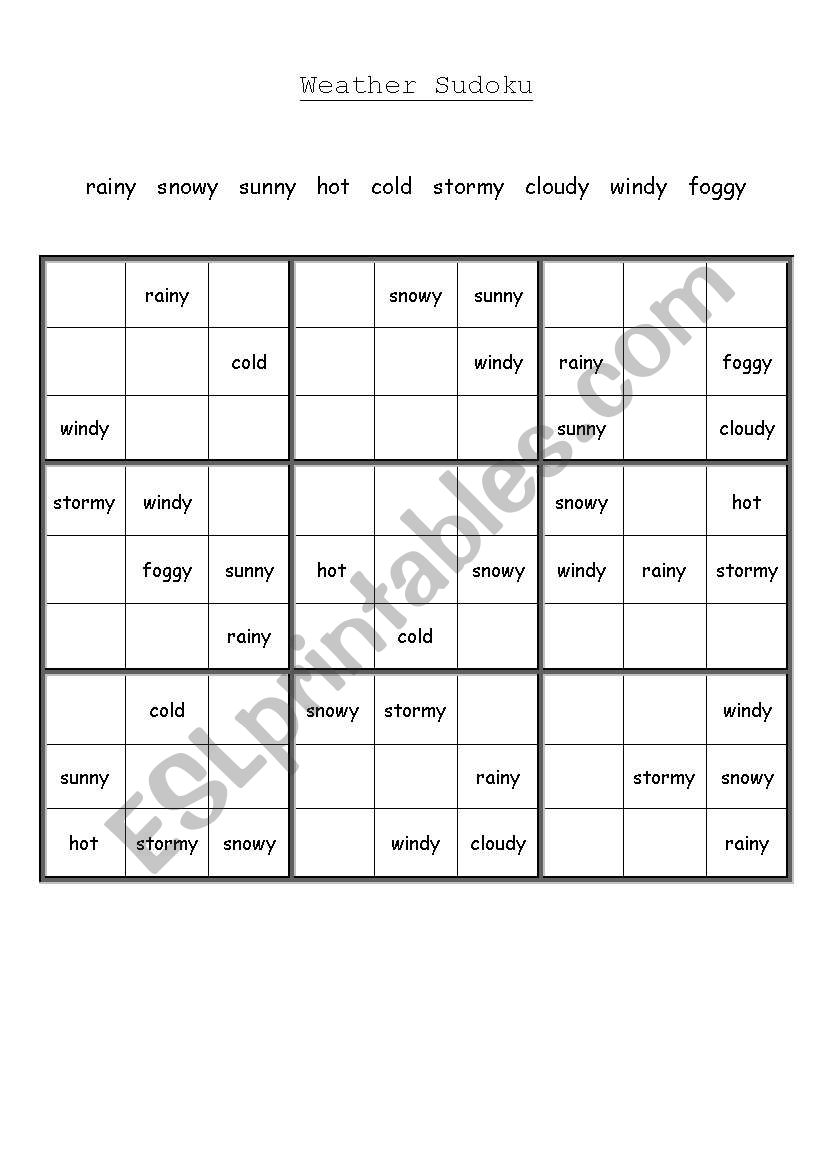 Weather Sudoku worksheet