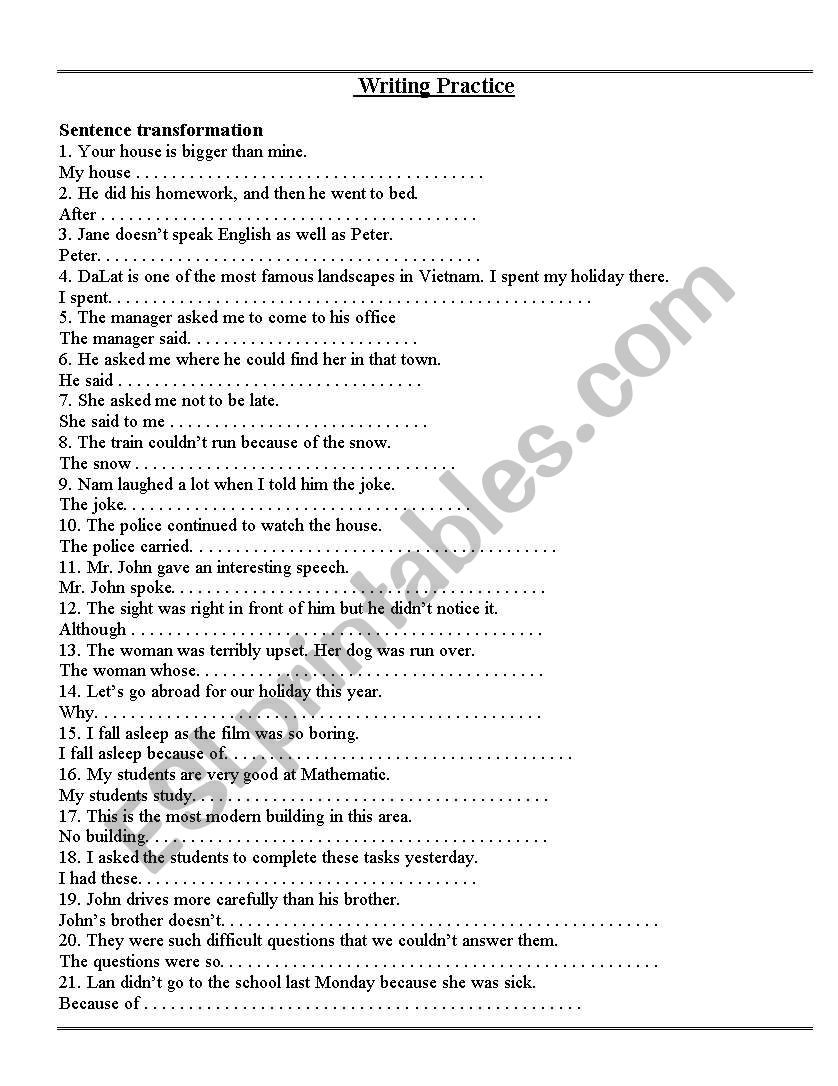 writing practice worksheet