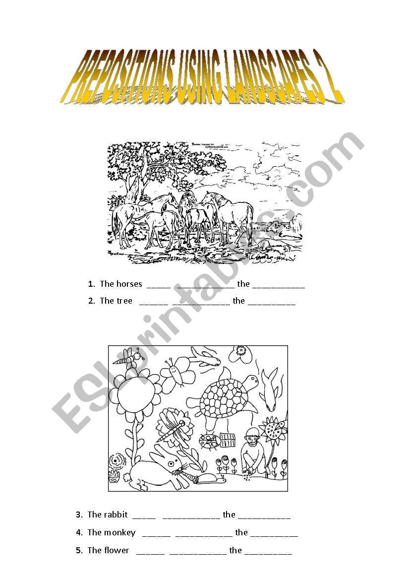 PREPOSITIONS AND LANDSCAPES worksheet