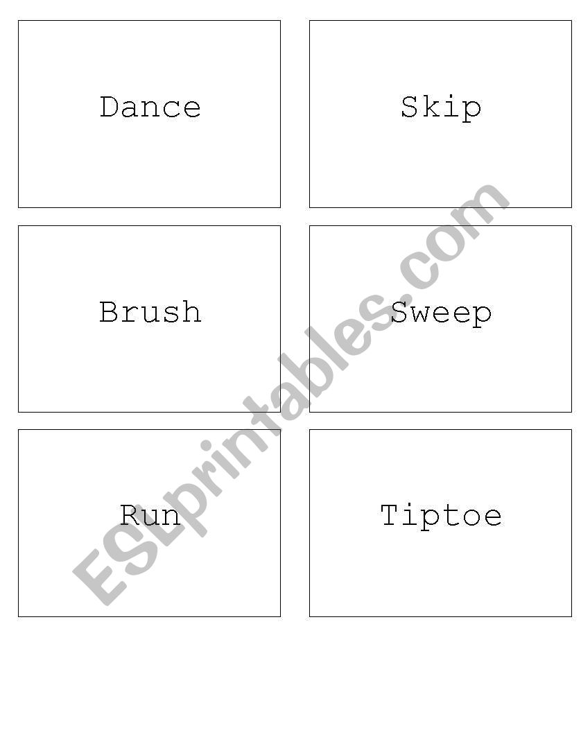 Action Verb Charades worksheet