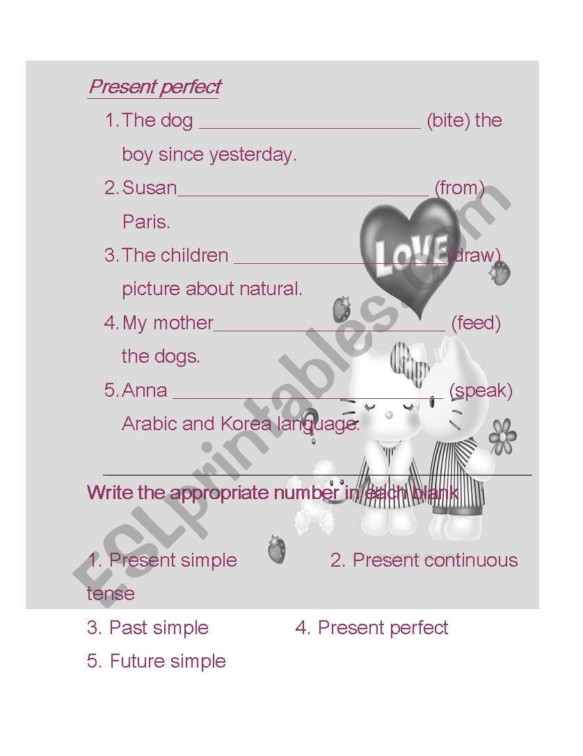 present perfect worksheet