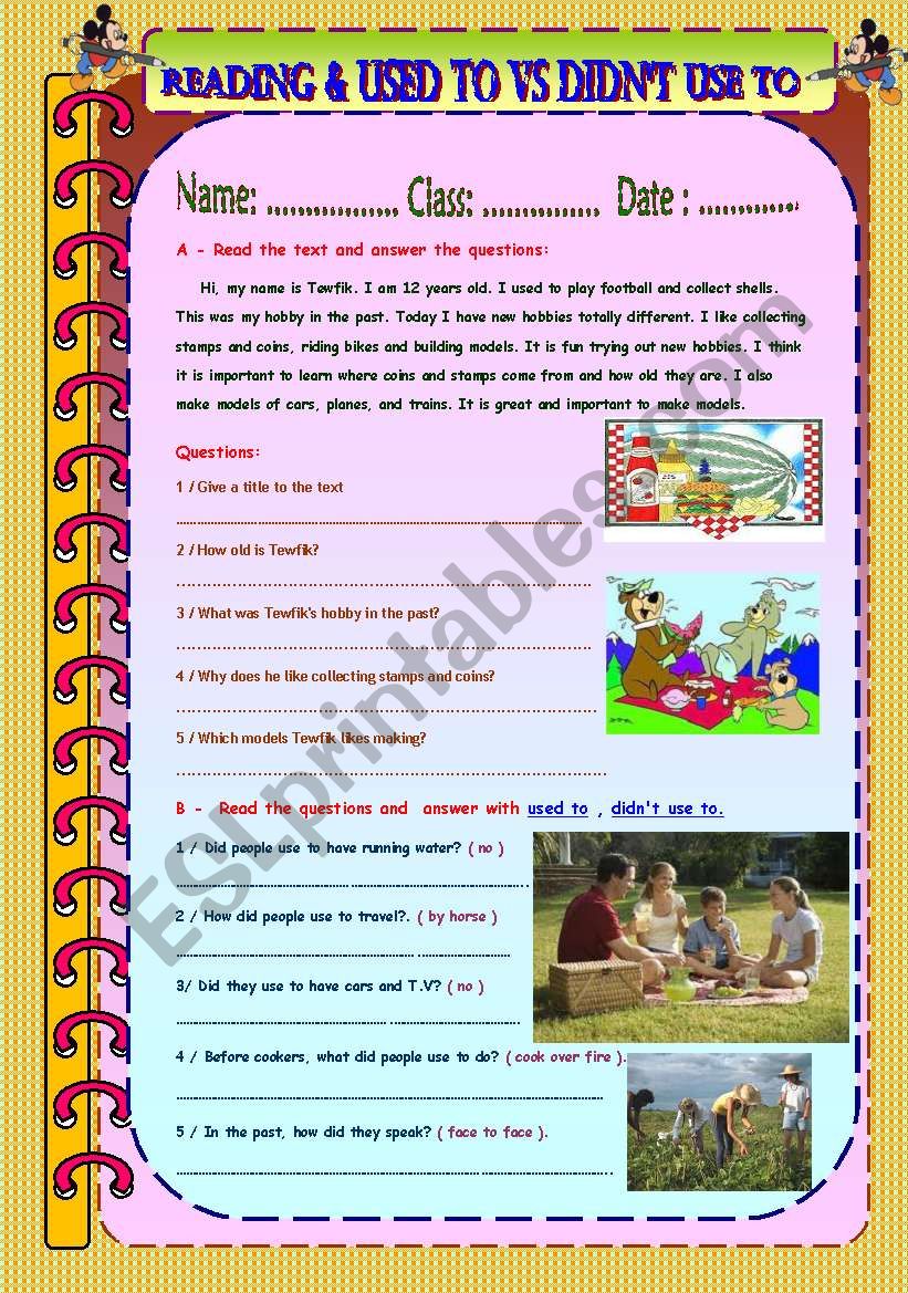 Reading used to vs didn´t use to ESL worksheet by Mo3tamad