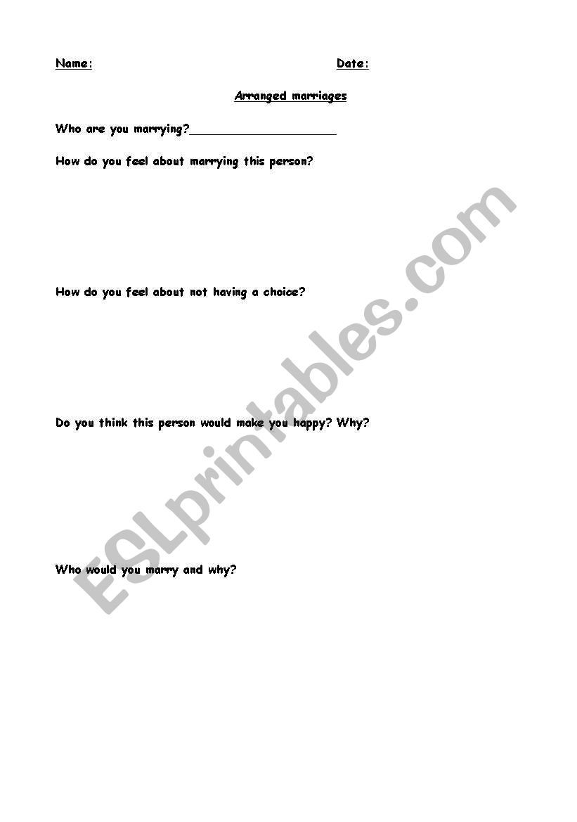weddings worksheet