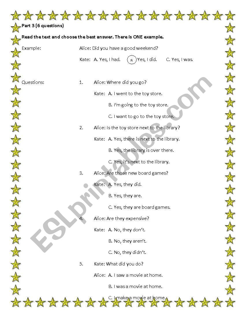 Englist test for kids - part 3