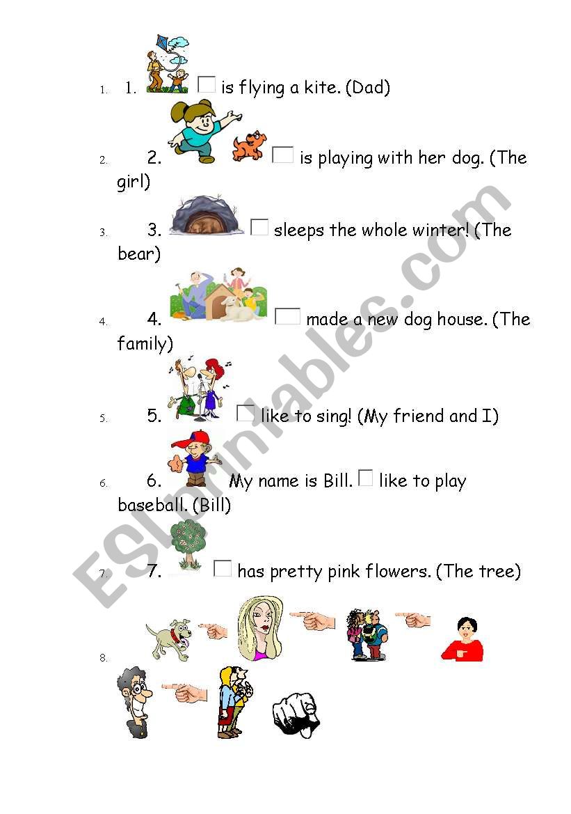 Pronouns worksheet