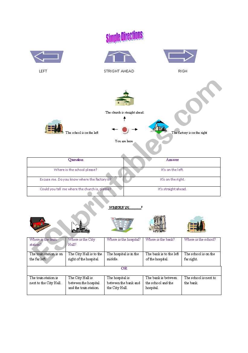 Directions worksheet