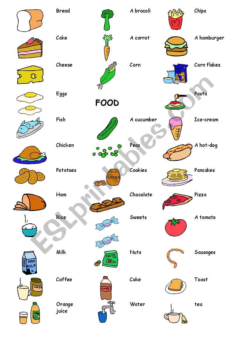 food worksheet