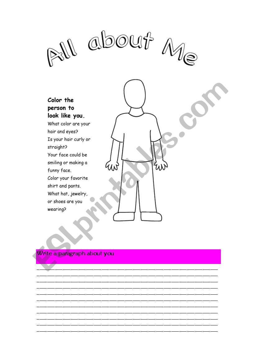 All about me worksheet