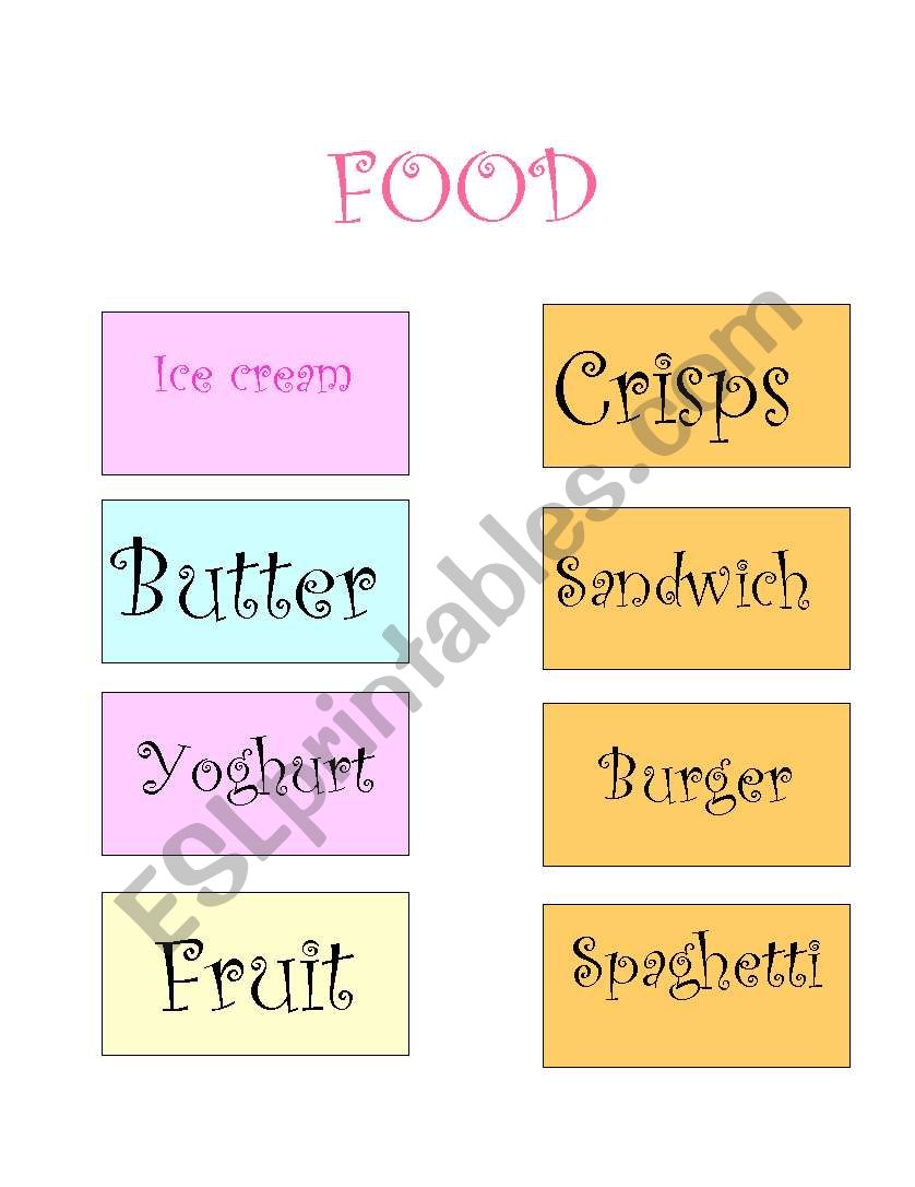 Food Word Color worksheet