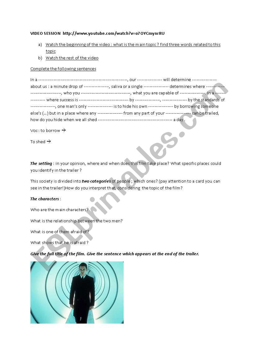 Video session  gattaca worksheet