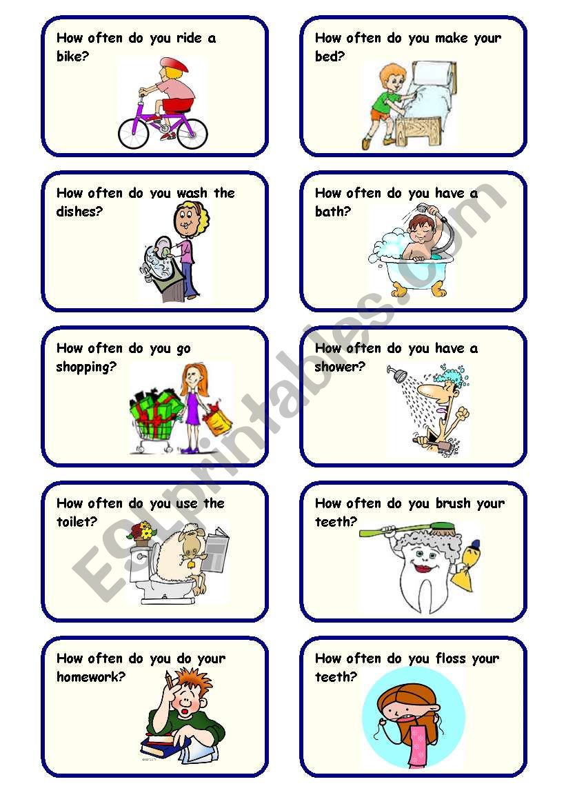 HOW OFTEN DO YOU...? - 20 SPEAKING CARDS ON FREQUENCY ADVERBS 