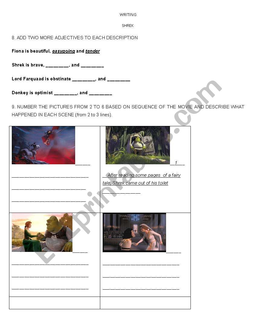 Shrek guide 1-2 worksheet