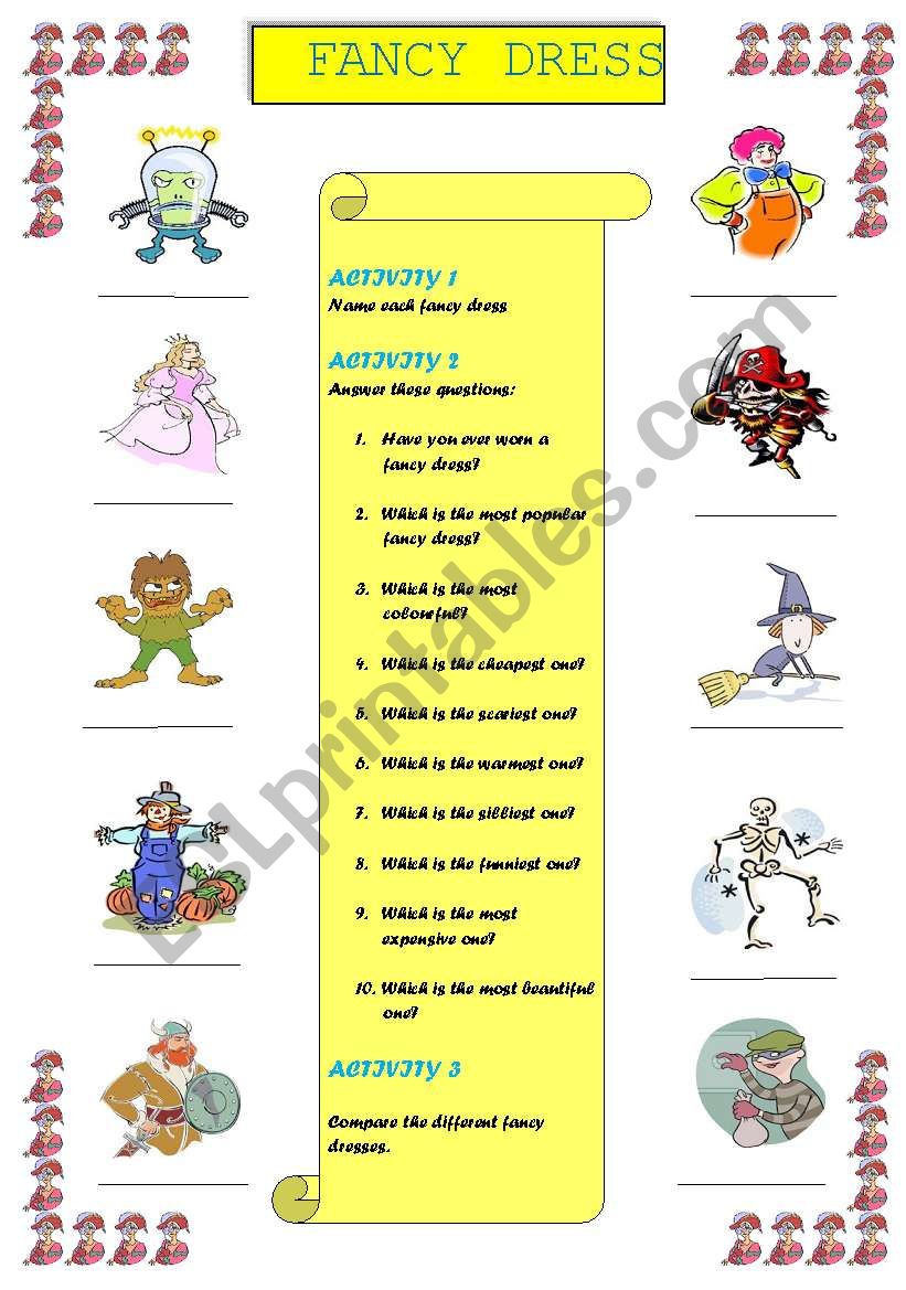 Fancy dresses worksheet