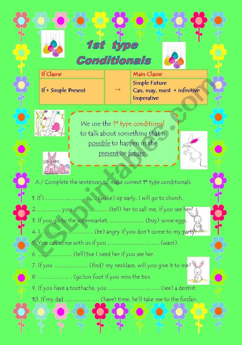 1st type Conditionals, presentation and practice