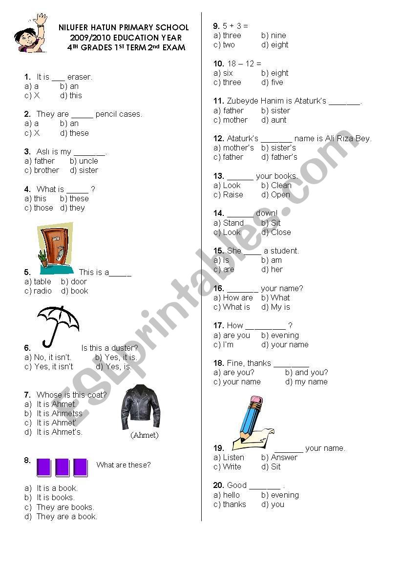 quiz for 4th classes worksheet