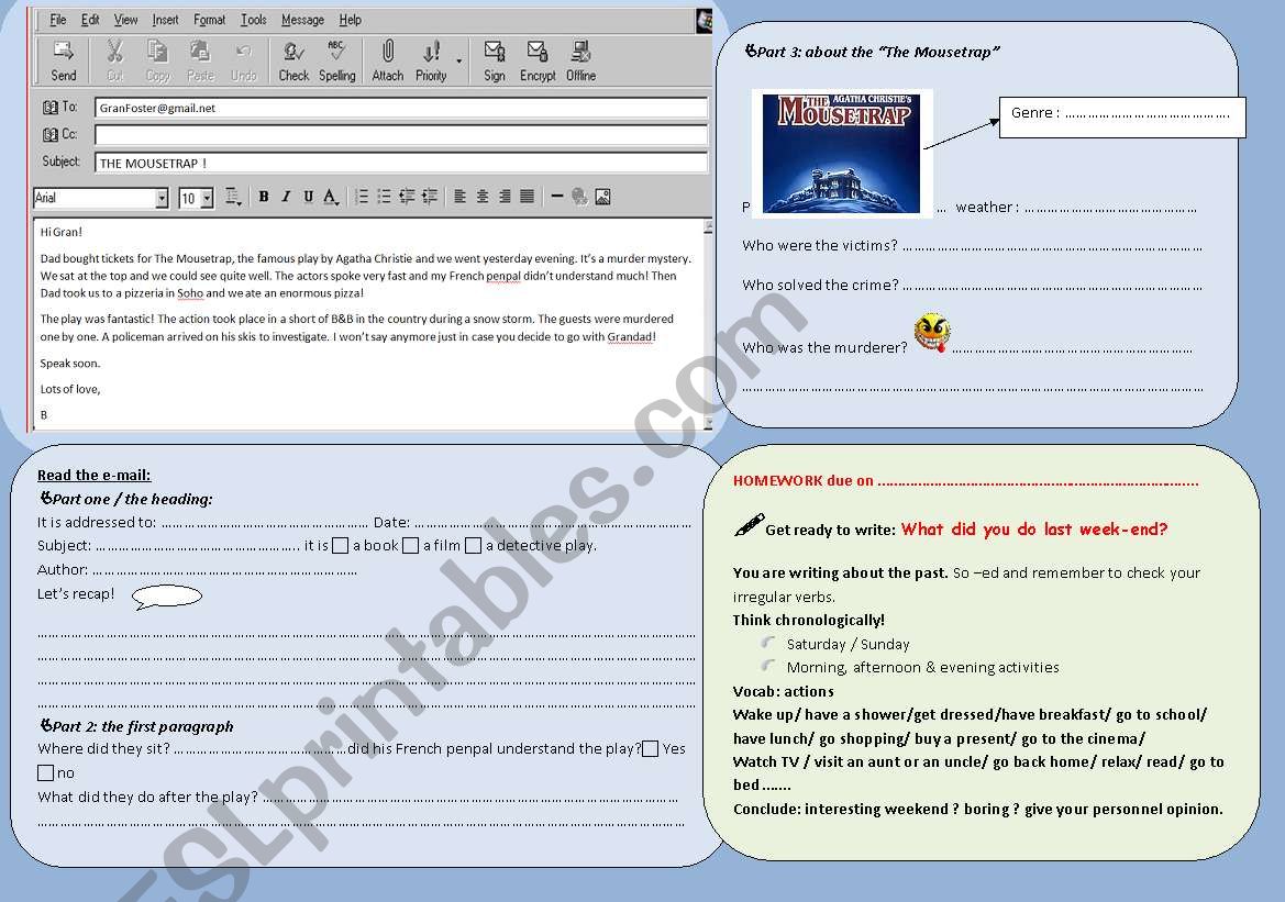 Reading and writing an e-mail worksheet