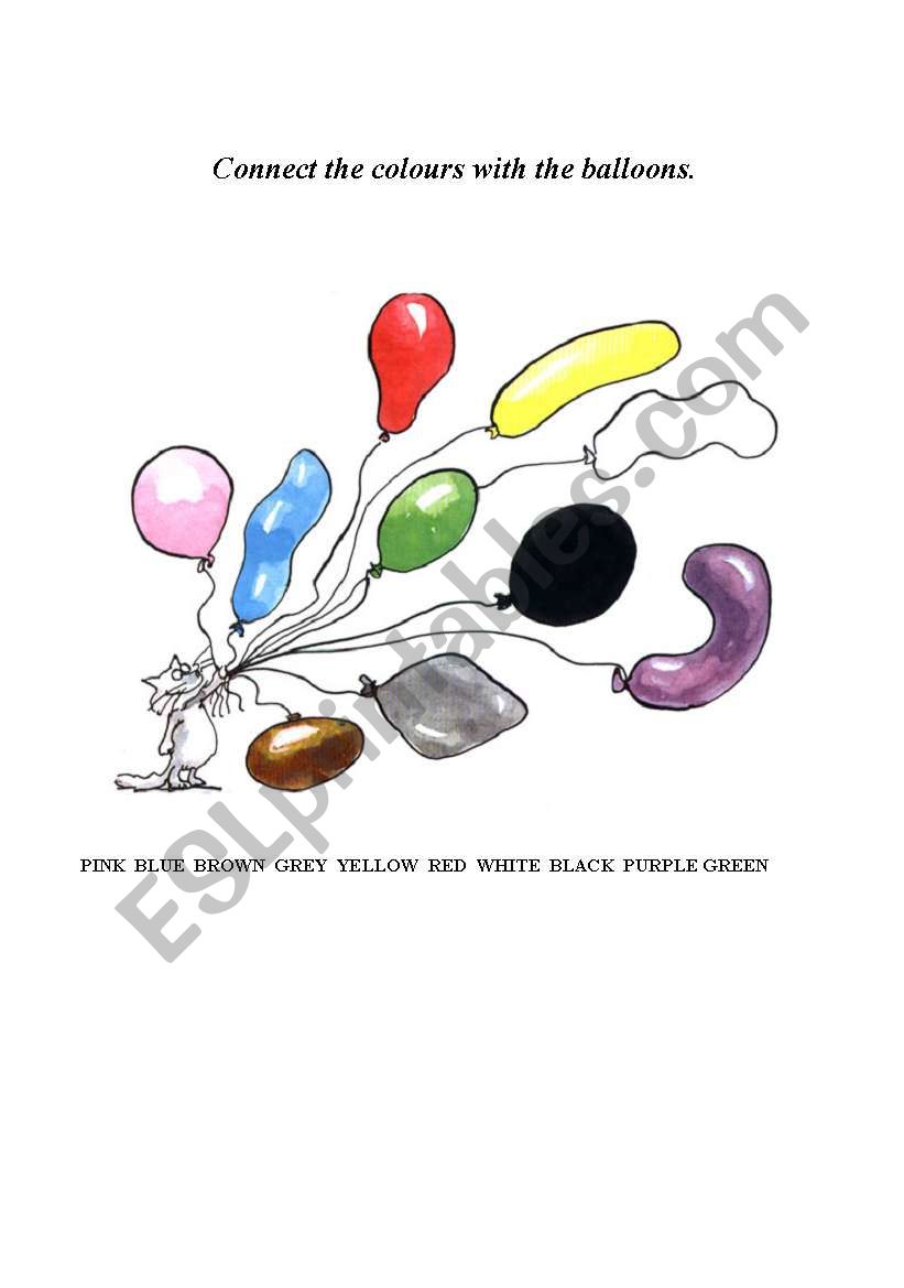 Colour balloons worksheet