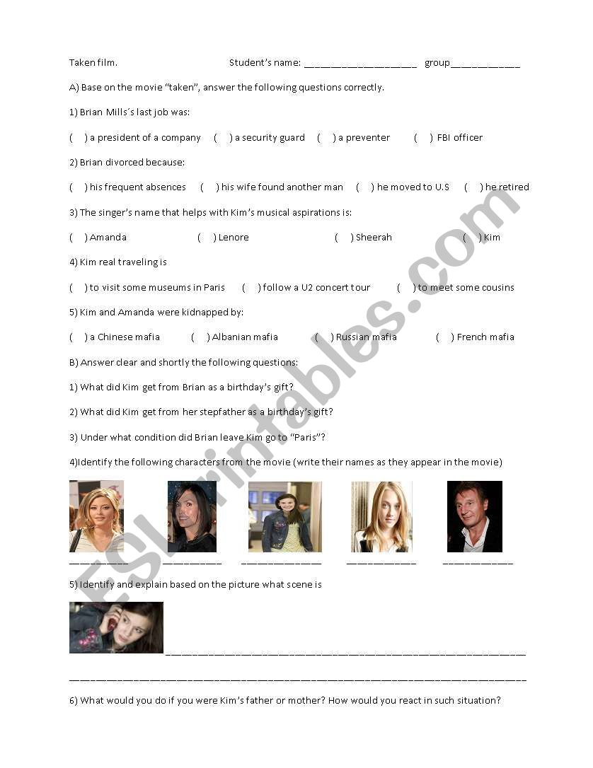 Movies activity worksheet