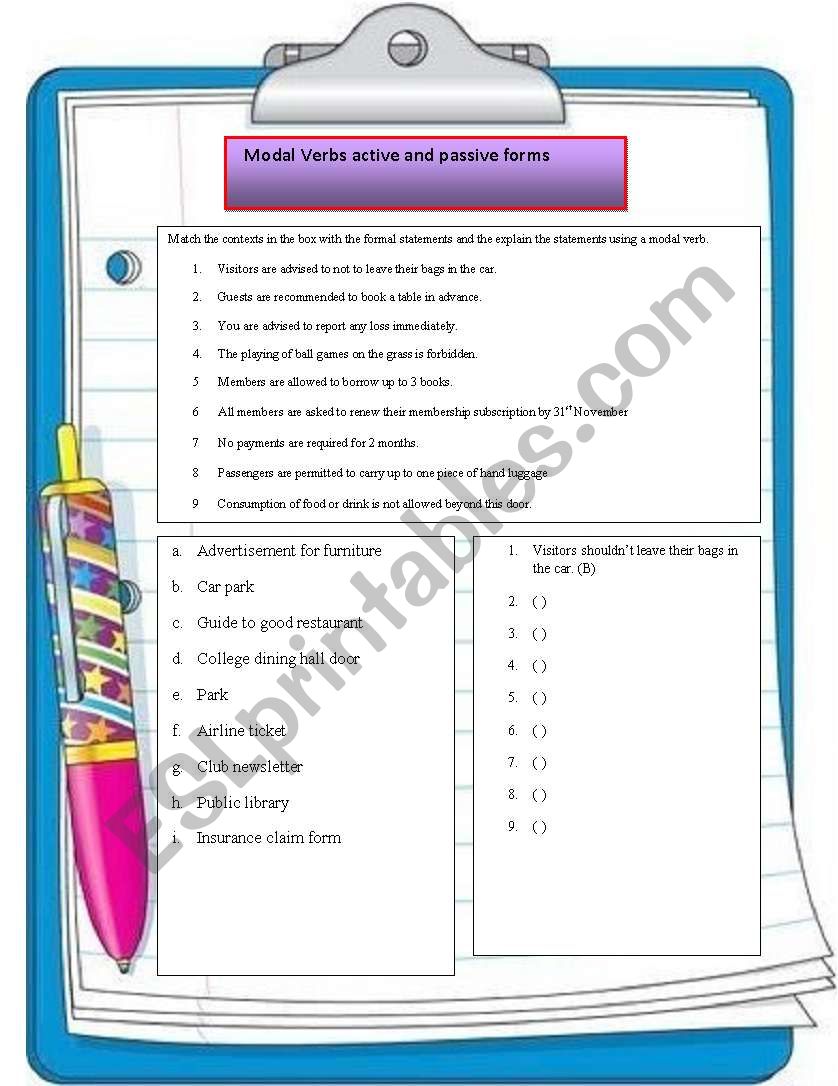 Modal verbs active and passive forms