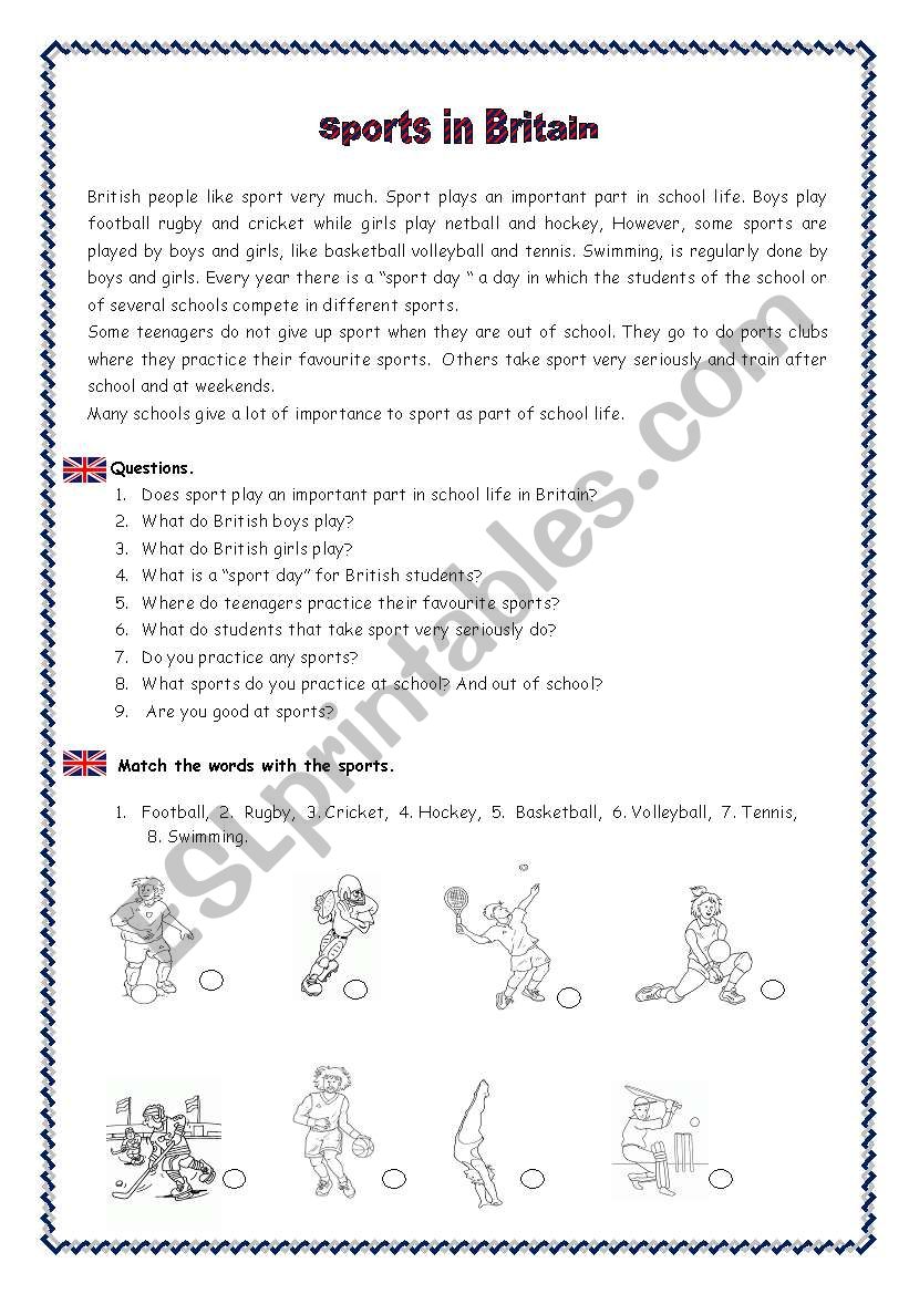 Sports in Britain worksheet