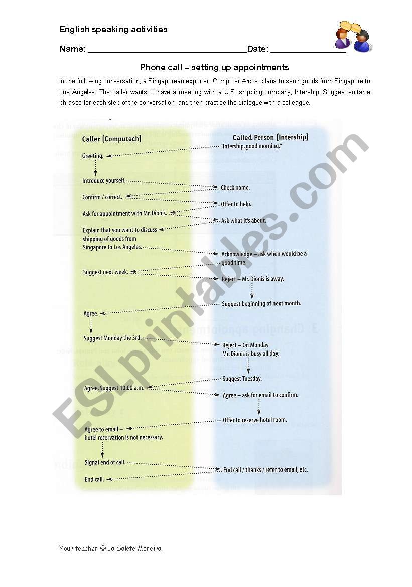 Phone call arranging an appointment