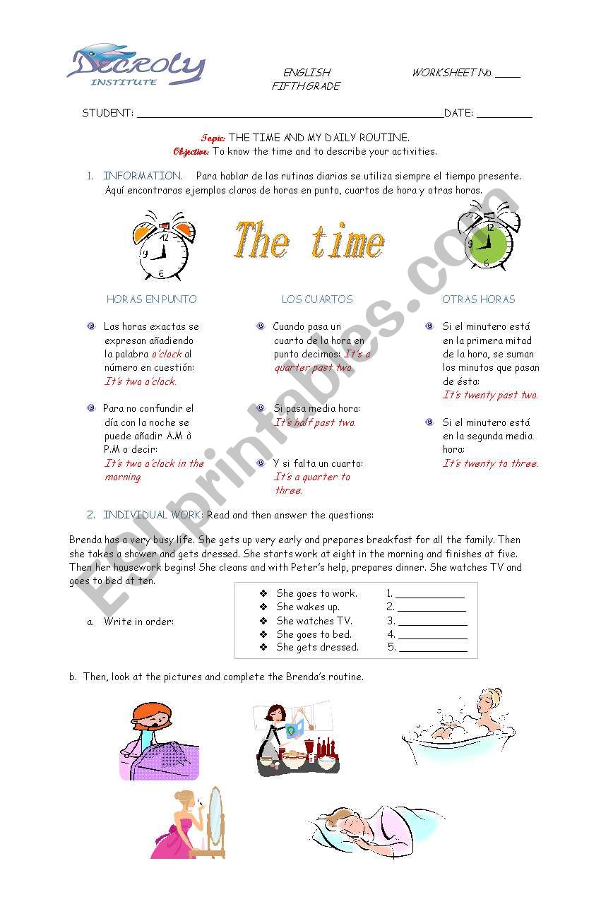 daily routien worksheet