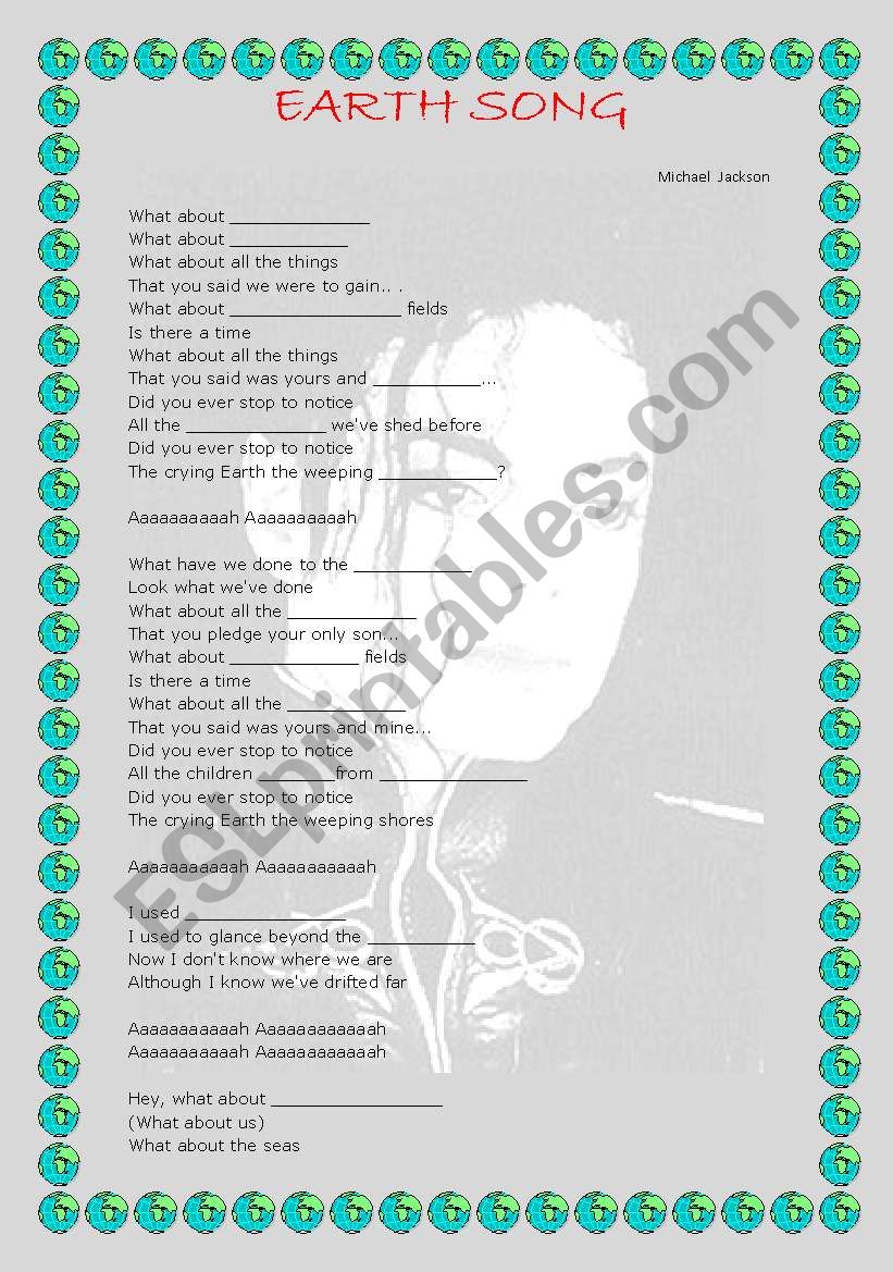 EARTH SONG worksheet