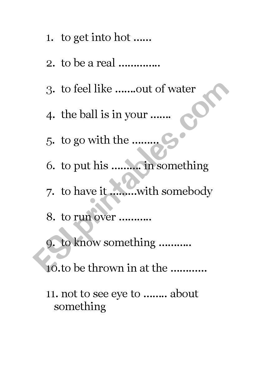 idioms worksheet