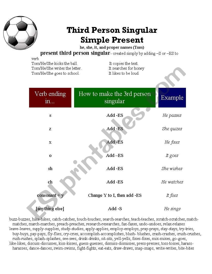 Third Person Singular Simple Present Teacher Guide 