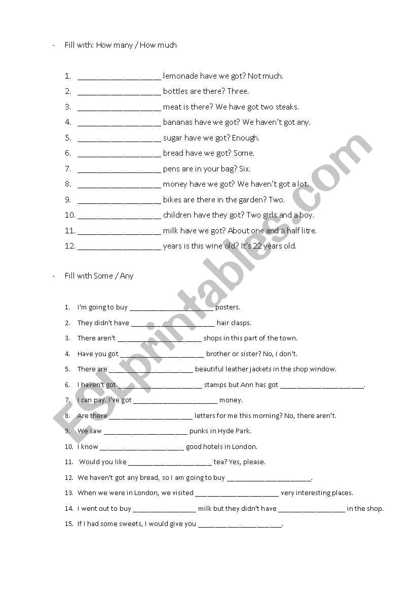 Quantifiers worksheet