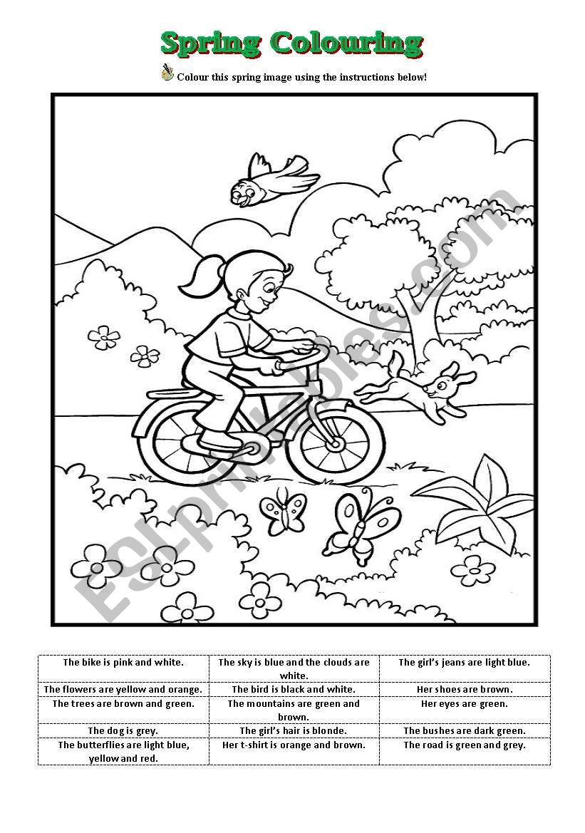 Spring Colouring - ESL worksheet by SusanaBas