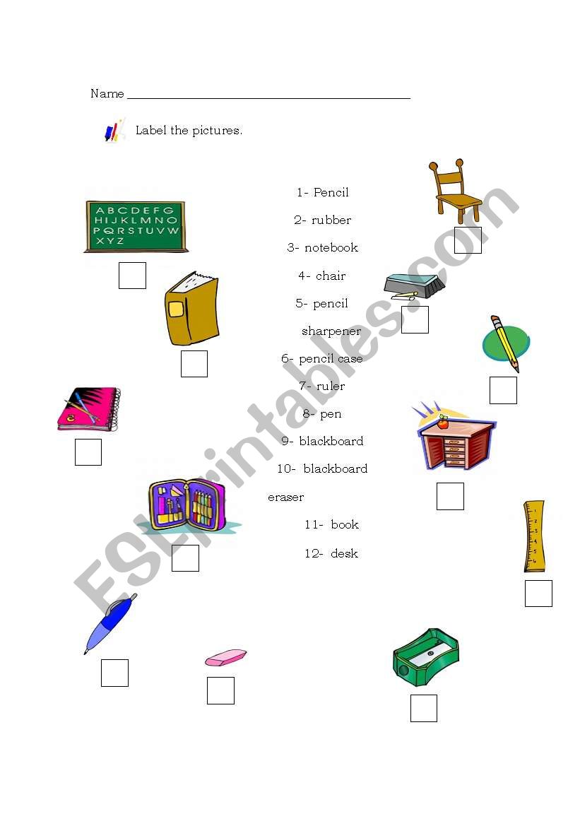 Classroom objects worksheet