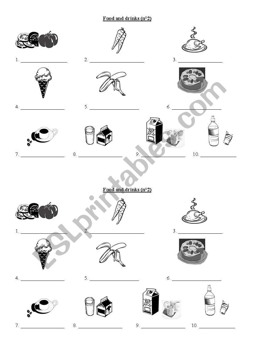 food and drinks  worksheet