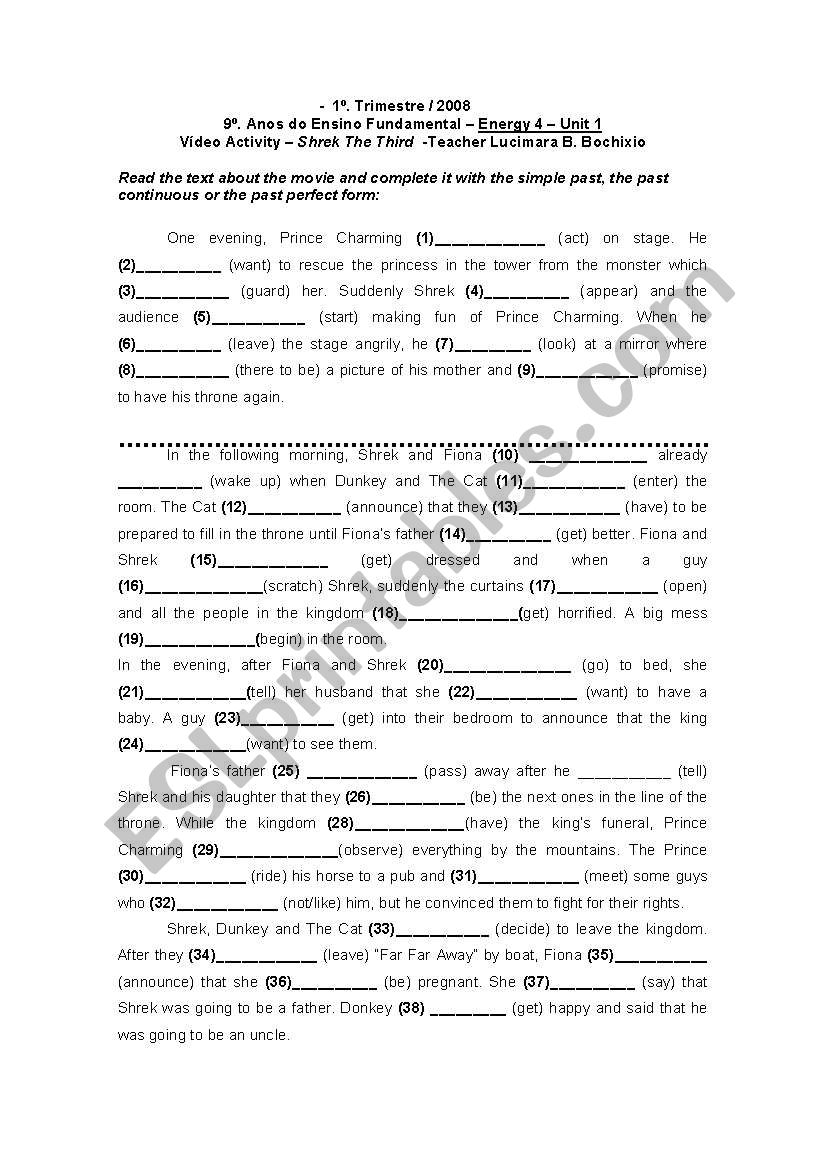 Shrek The Third worksheet