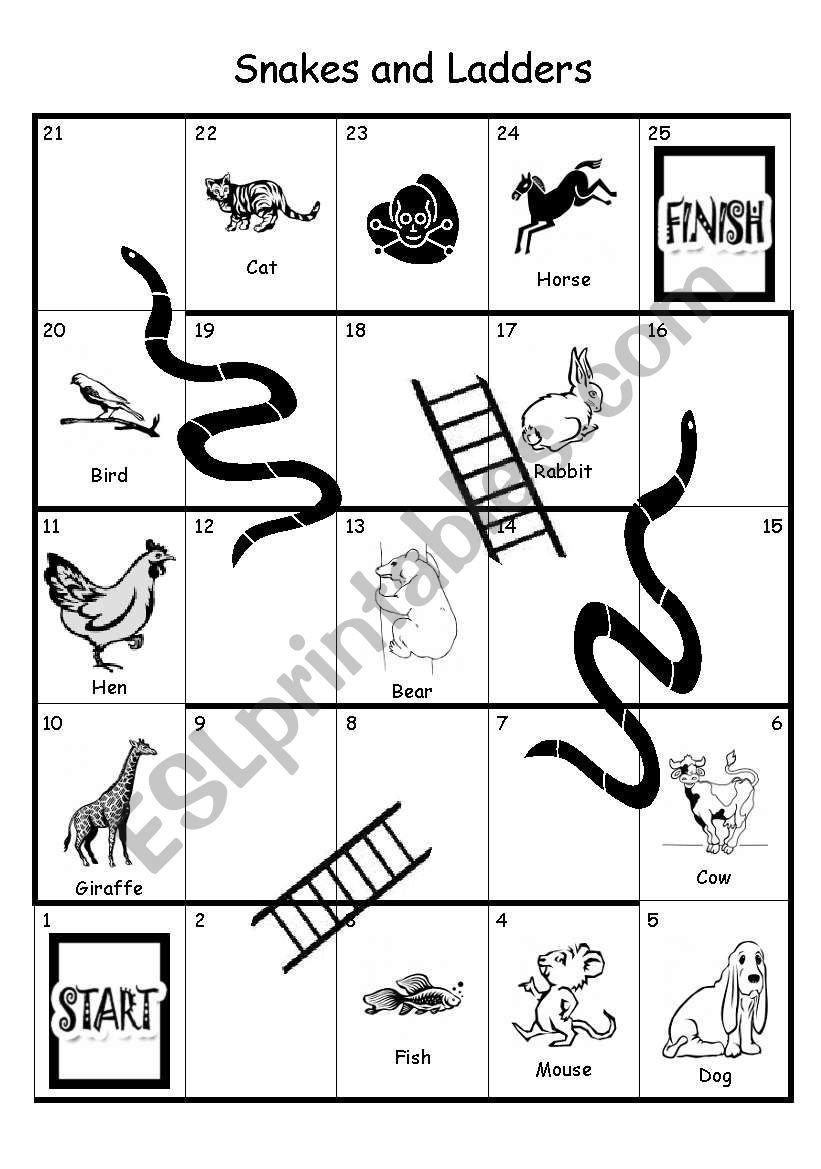 Snake and Ladders worksheet
