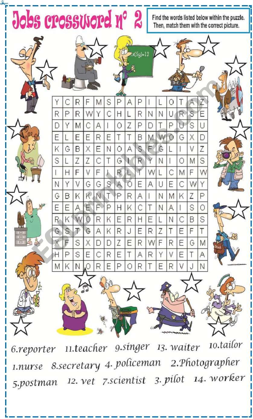 Jobs wordsearch NÂº2 worksheet