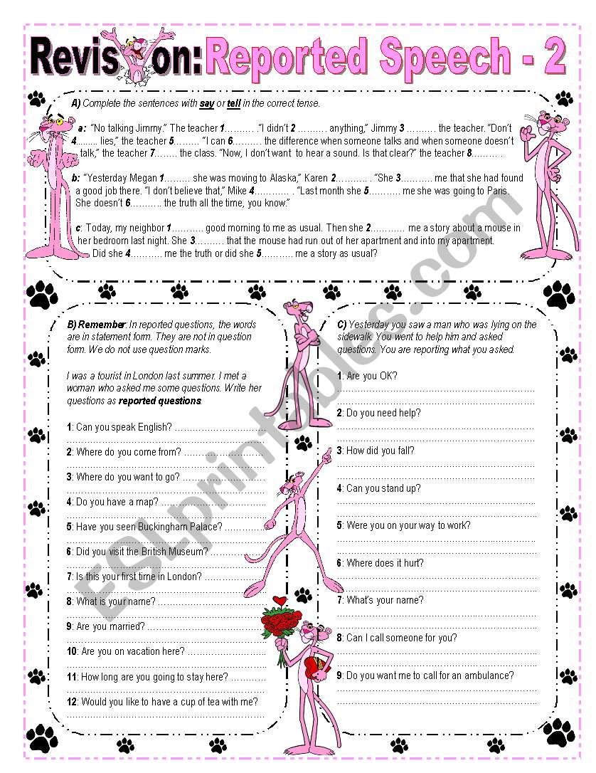 Reported speech revision  2/3 - Key included