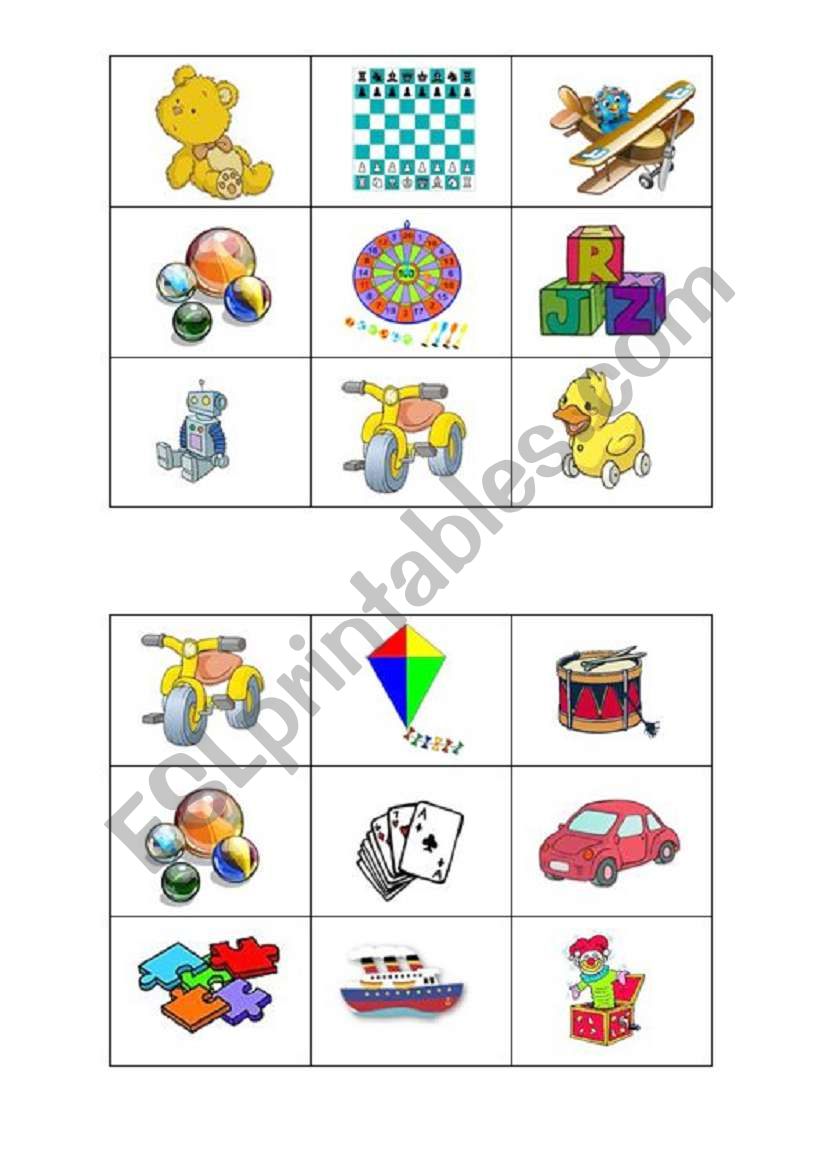 Toys bingo 2/2 worksheet
