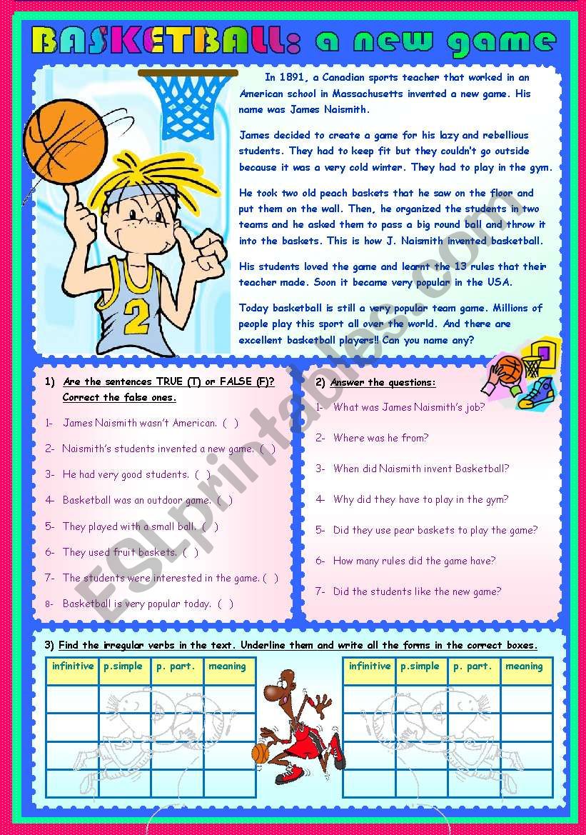 BASKETBALL: A NEW GAME worksheet