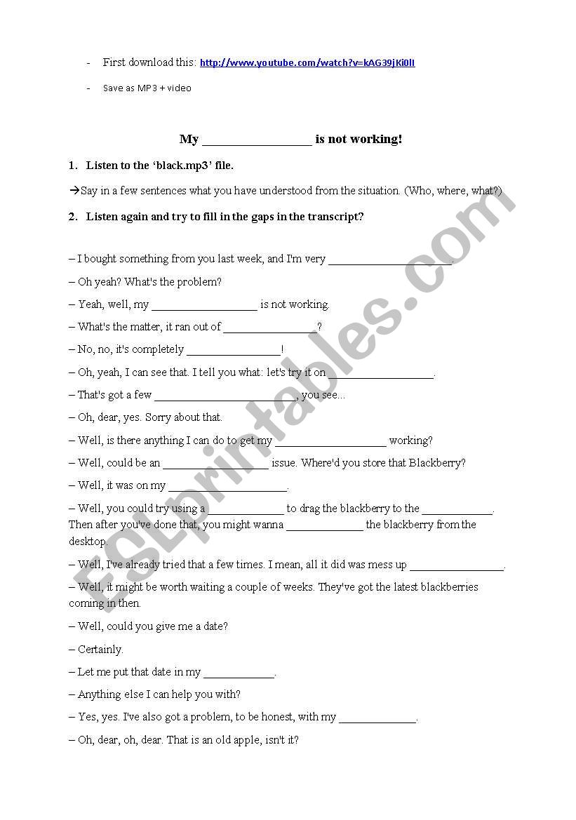 my blackberry is ot working worksheet