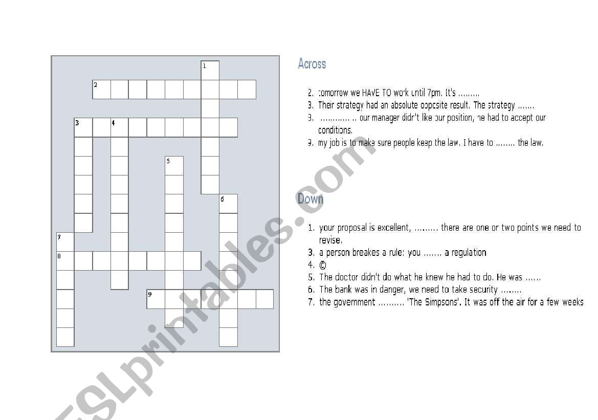 Crossword Puzzle worksheet