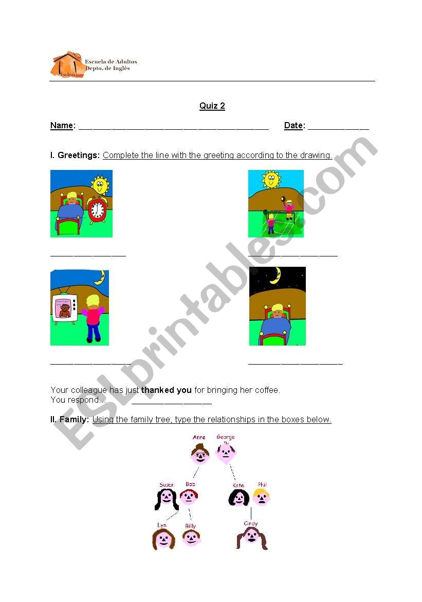 Quiz - English for Beginners worksheet