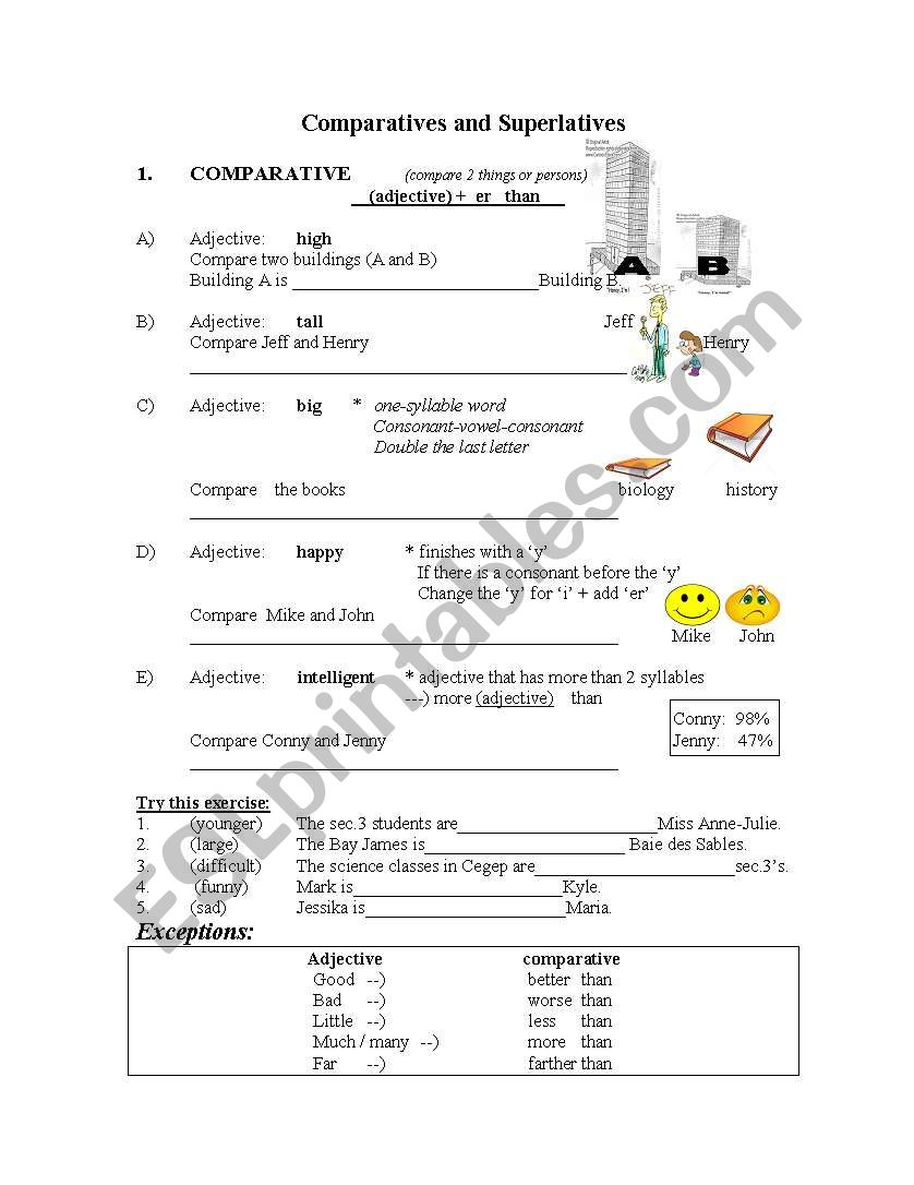 Comparatives and Superlatives worksheet