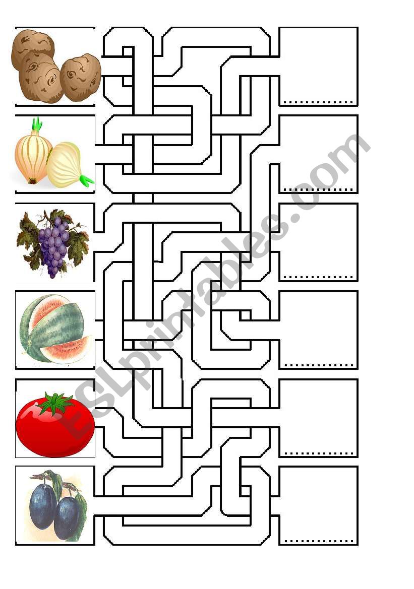 food maze worksheet