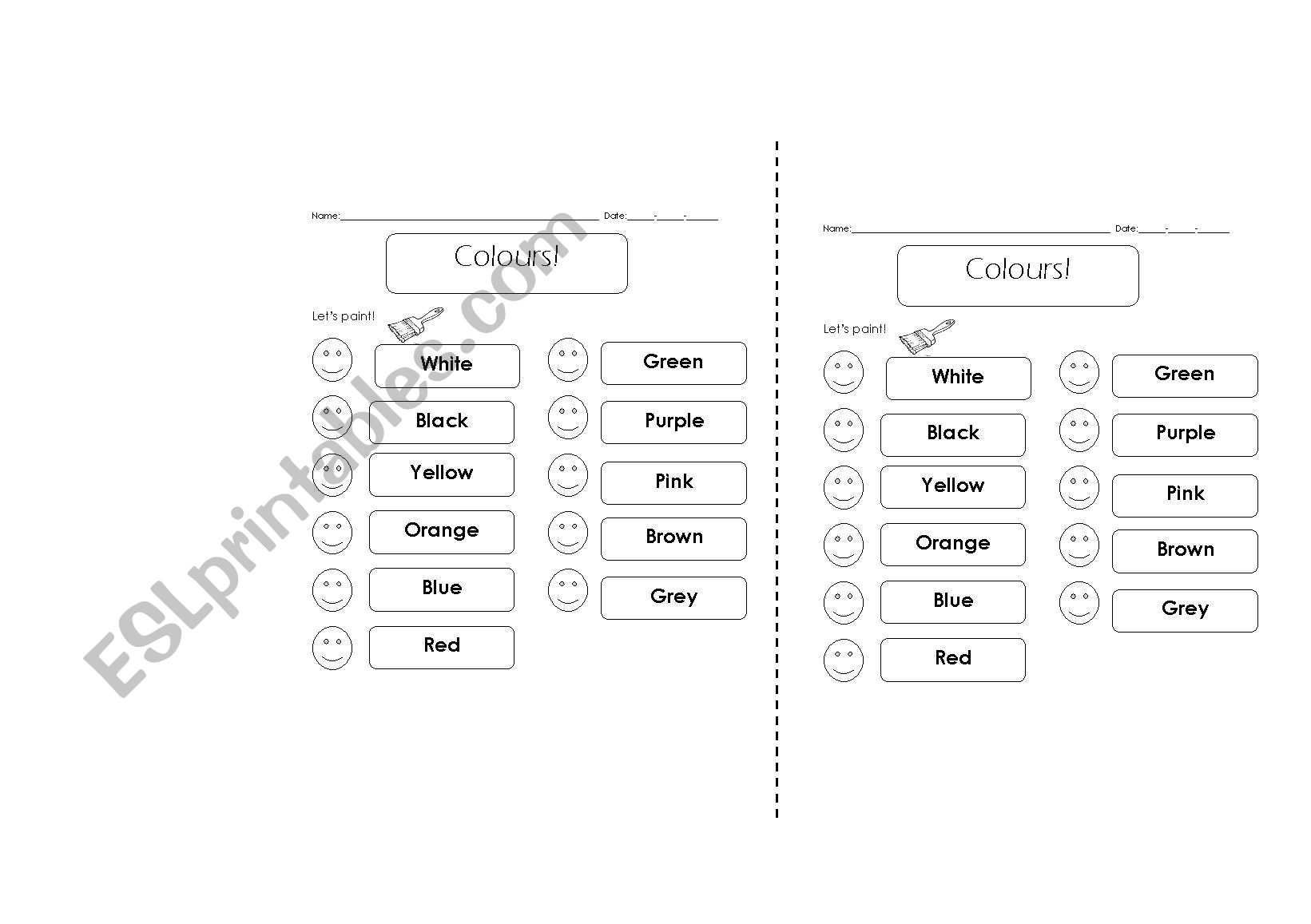 Colour worksheet worksheet