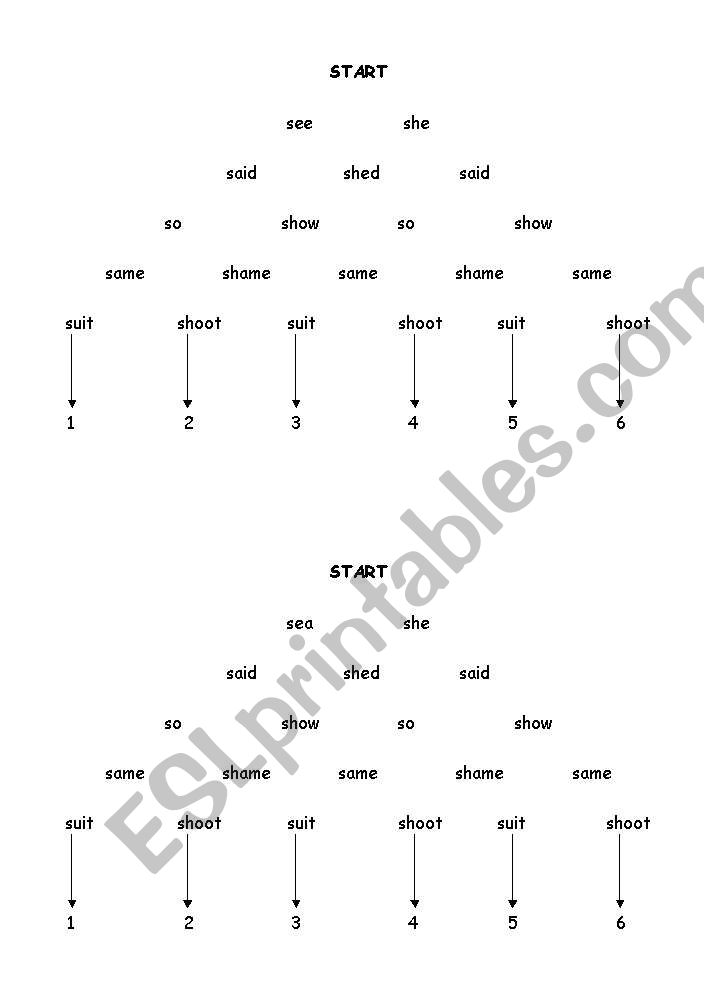 Listening Pyramid  S and SH worksheet